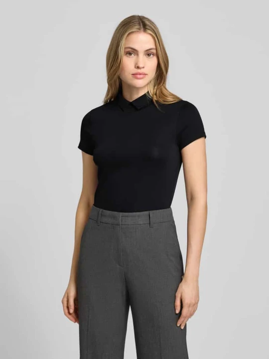 Zdjęcie produktu T-shirt o kroju slim fit z kołnierzykiem polo Marc Cain Czarny