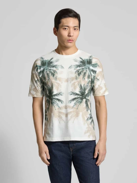 Zdjęcie produktu T-shirt o kroju slim fit z kwiatowym nadrukiem na całej powierzchni Antony Morato Złamany biały