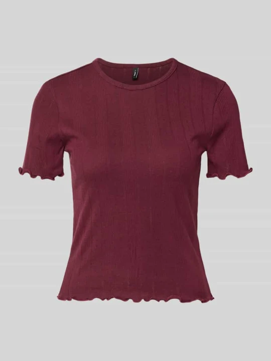 Zdjęcie produktu t-shirt o kroju slim fit z mieszanka bawełny model 'TENNA' Only Bordowy
