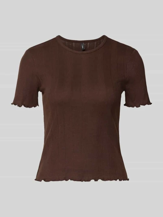 Zdjęcie produktu t-shirt o kroju slim fit z mieszanka bawełny model 'TENNA' Only Czekoladowy