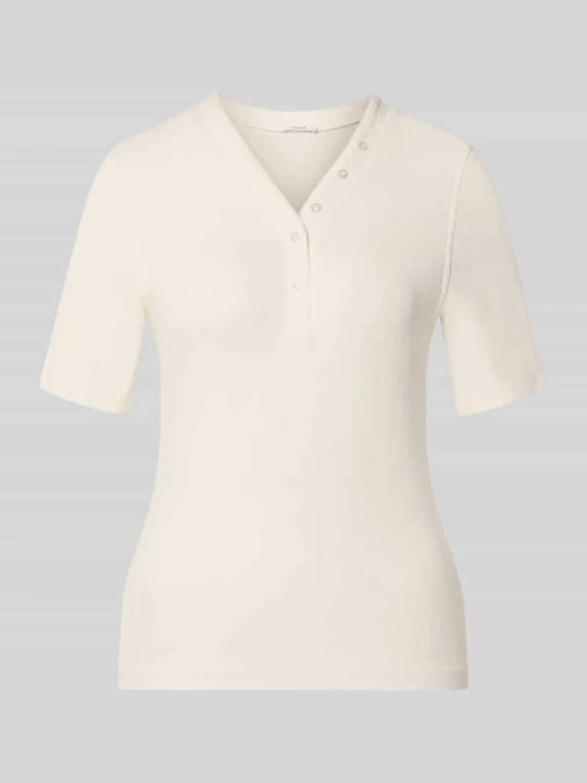 Zdjęcie produktu t-shirt o kroju slim fit z mieszanka wiskozy model 'Sanez' Opus Złamany biały
