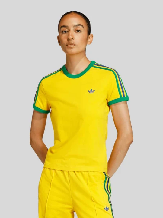 Zdjęcie produktu t-shirt o kroju slim fit z mieszanki bawełny adidas Originals Żółty