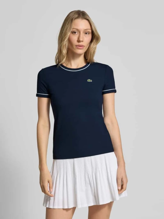 Zdjęcie produktu t-shirt o kroju slim fit z mieszanki bawełny Lacoste Granatowy
