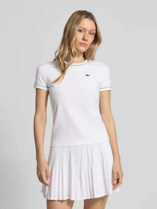 Zdjęcie produktu t-shirt o kroju slim fit z mieszanki bawełny Lacoste Biały