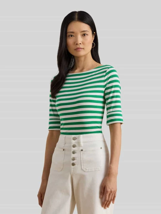 Zdjęcie produktu T-shirt o kroju slim fit z mieszanki bawełny Lauren Ralph Lauren Miętowy