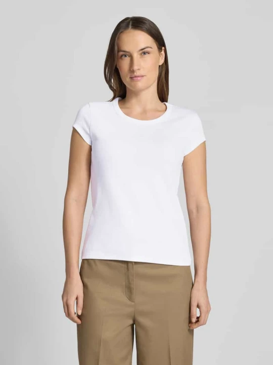 Zdjęcie produktu T-shirt o kroju slim fit z mieszanki bawełny model 'C_ECUTE' Boss Biały