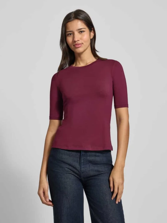 Zdjęcie produktu T-shirt o kroju slim fit z mieszanki bawełny model ‘DARNELIA’ Hugo Bordowy