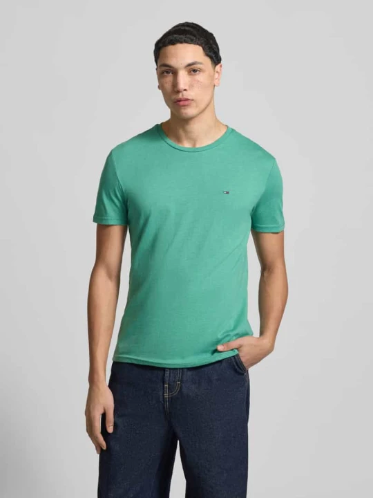 Zdjęcie produktu T-shirt o kroju slim fit z mieszanki bawełny Model 'JASPE HERITAGE' Tommy Jeans Zielony melanż