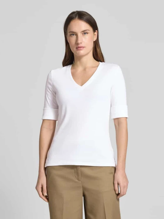 Zdjęcie produktu T-shirt o kroju slim fit z mieszanki bawełny model 'JUDY' Lauren Ralph Lauren Biały