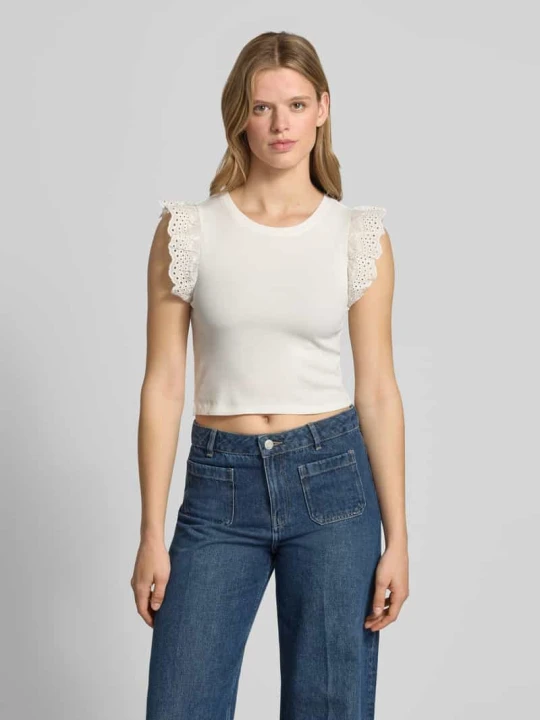 Zdjęcie produktu t-shirt o kroju slim fit z mieszanki bawełny model 'MATHILDA' Only Biały