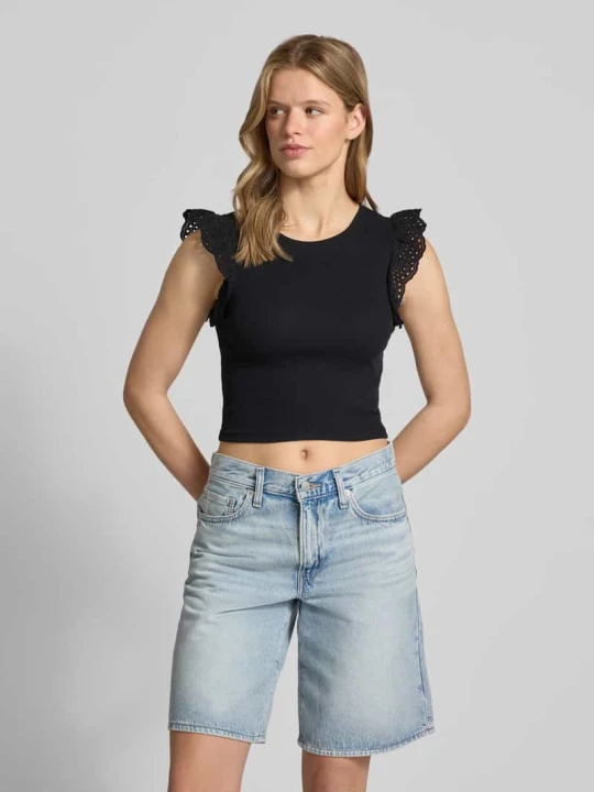 Zdjęcie produktu t-shirt o kroju slim fit z mieszanki bawełny model 'MATHILDA' Only Czarny