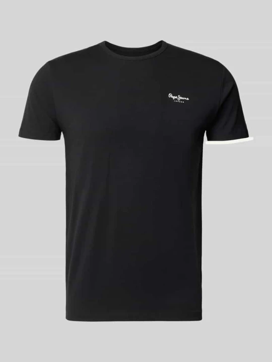 Zdjęcie produktu t-shirt o kroju slim fit z mieszanki bawełny model 'ORIGINAL BASIC 3' Pepe Jeans Czarny