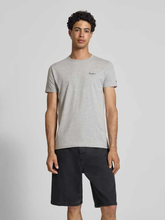 Zdjęcie produktu t-shirt o kroju slim fit z mieszanki bawełny model 'ORIGINAL BASIC 3' Pepe Jeans Średnioszary