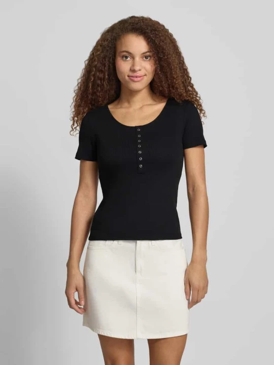 Zdjęcie produktu T-shirt o kroju slim fit z mieszanki bawełny model 'SIMPLE' Only Czarny