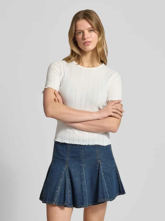 Zdjęcie produktu T-shirt o kroju slim fit z mieszanki bawełny model 'TENNA' Only Złamany biały