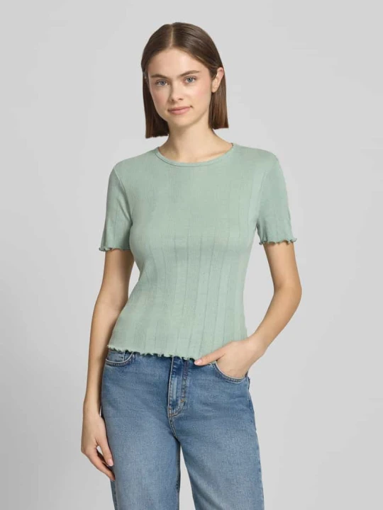 Zdjęcie produktu T-shirt o kroju slim fit z mieszanki bawełny model 'TENNA' Only Trzcinowy