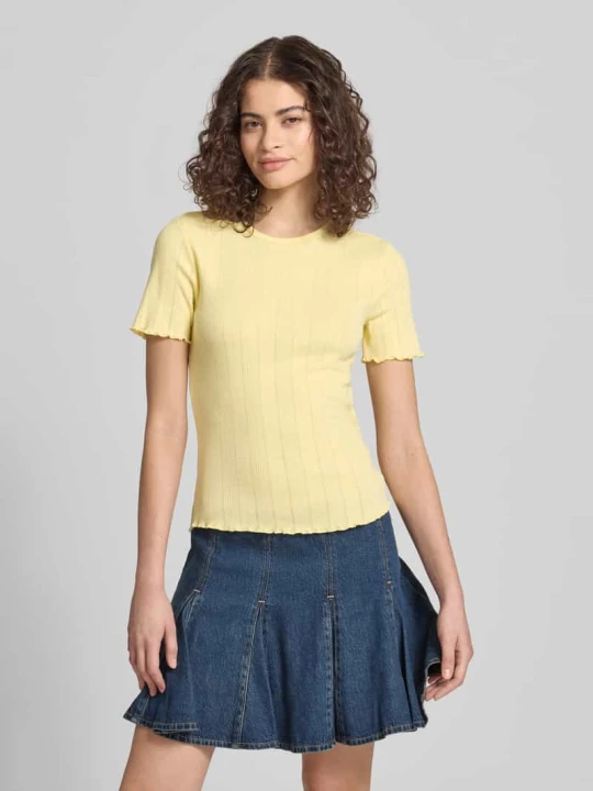 Zdjęcie produktu T-shirt o kroju slim fit z mieszanki bawełny model 'TENNA' Only Jasnożółty