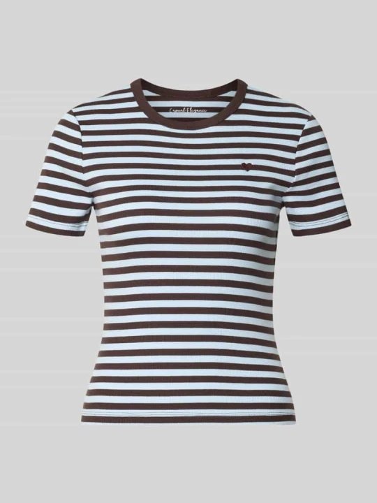 Zdjęcie produktu t-shirt o kroju slim fit z mieszanki bawełny model 'VAL' Only Czekoladowy