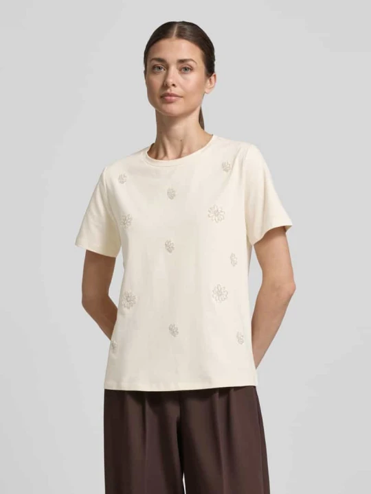 Zdjęcie produktu t-shirt o kroju slim fit z mieszanki bawełny s.Oliver Beżowy