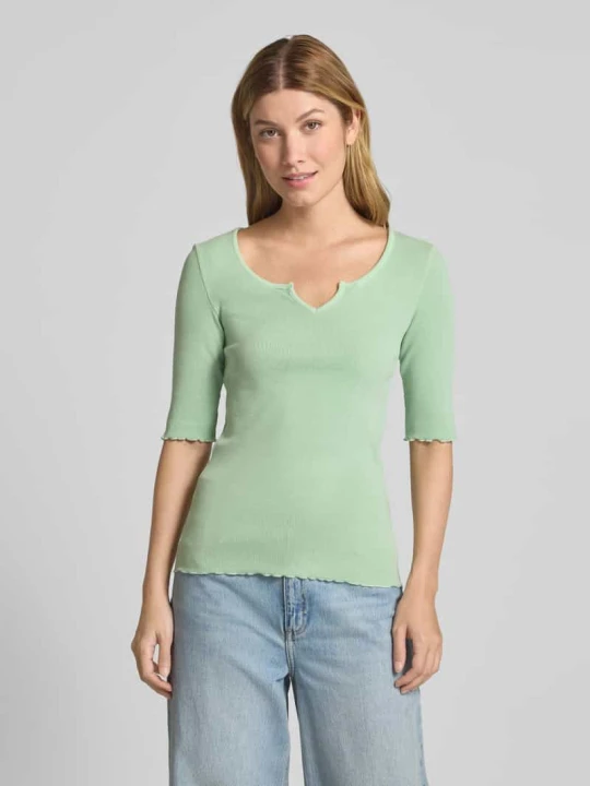 Zdjęcie produktu T-shirt o kroju slim fit z mieszanki bawełny Tom Tailor Trzcinowy