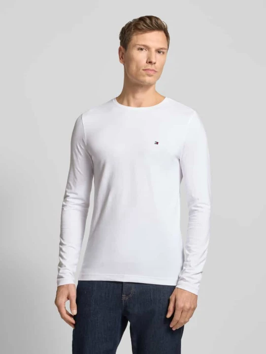 Zdjęcie produktu Bluzka z długim rękawem o kroju slim fit z mieszanki bawełny Tommy Hilfiger Biały