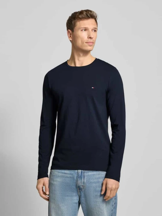Zdjęcie produktu Bluzka z długim rękawem o kroju slim fit z mieszanki bawełny Tommy Hilfiger Granatowy