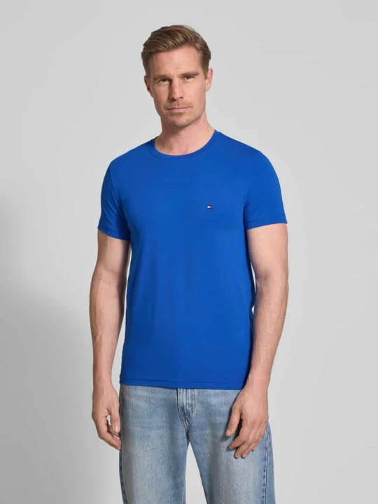 Zdjęcie produktu T-shirt o kroju slim fit z mieszanki bawełny Tommy Hilfiger Królewski niebieski