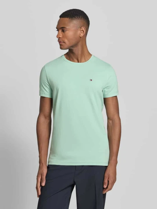 Zdjęcie produktu T-shirt o kroju slim fit z mieszanki bawełny Tommy Hilfiger Miętowy