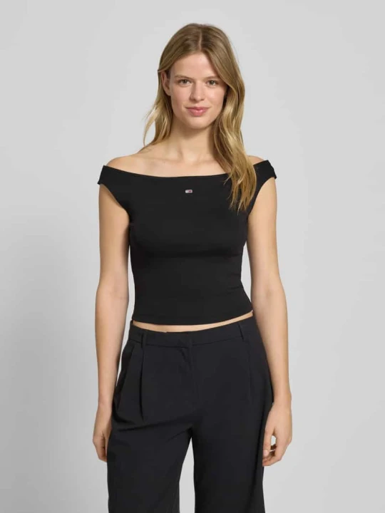 Zdjęcie produktu Top o kroju slim fit z mieszanki bawełny Tommy Jeans Czarny