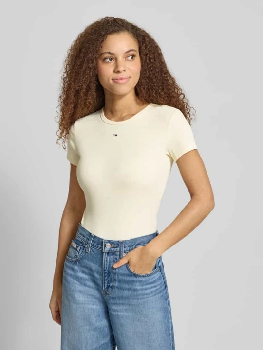 Zdjęcie produktu T-shirt o kroju slim fit z mieszanki bawełny Tommy Jeans Żółty
