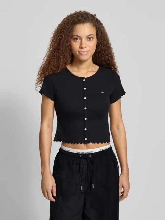 Zdjęcie produktu T-shirt o kroju slim fit z mieszanki bawełny Tommy Jeans Czarny
