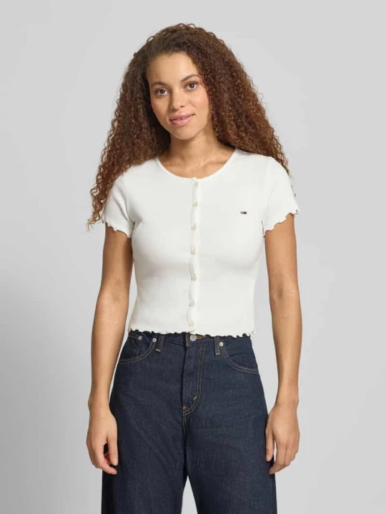 Zdjęcie produktu T-shirt o kroju slim fit z mieszanki bawełny Tommy Jeans Biały