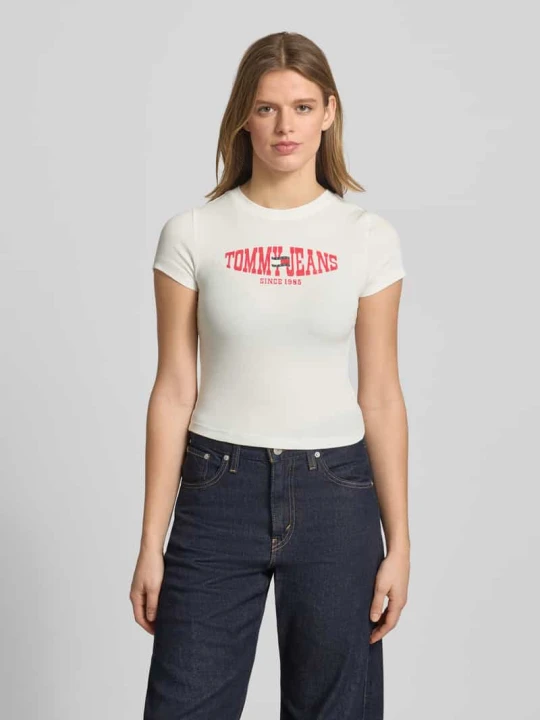 Zdjęcie produktu t-shirt o kroju slim fit z mieszanki bawełny Tommy Jeans Biały