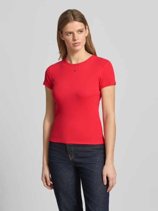 Zdjęcie produktu t-shirt o kroju slim fit z mieszanki bawełny Tommy Jeans Czerwony
