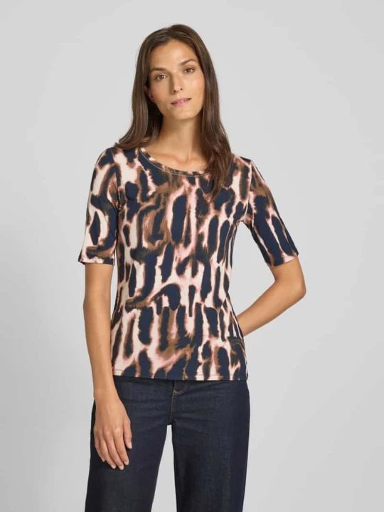 Zdjęcie produktu T-shirt o kroju slim fit z mieszanki wiskozy model ‘Juli’ Betty Barclay Granatowy