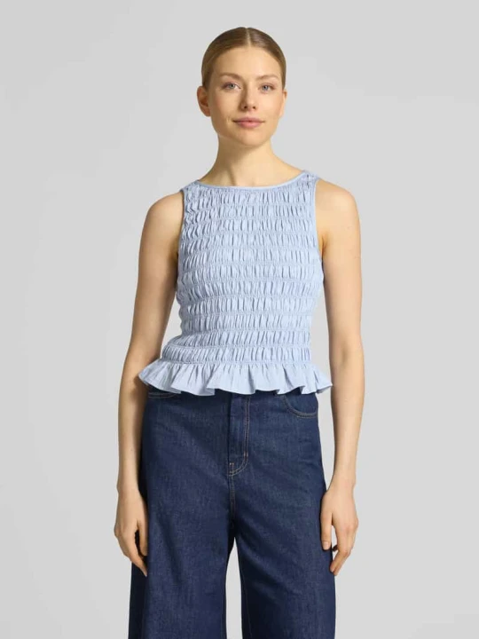 Zdjęcie produktu t-shirt o kroju slim fit z mieszanki wiskozy model 'NORI SMOCK' Vero Moda Jasnoniebieski