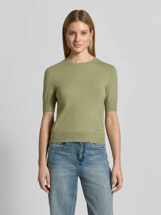 Zdjęcie produktu T-shirt o kroju slim fit z mieszanki wiskozy s.Oliver Khaki