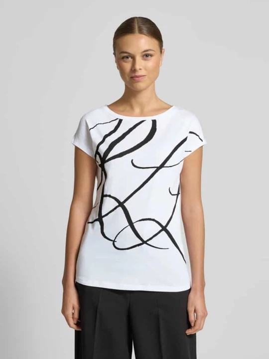 Zdjęcie produktu T-shirt o kroju slim fit z nadrukiem na całej powierzchni model 'Grieta' Lauren Ralph Lauren Biały