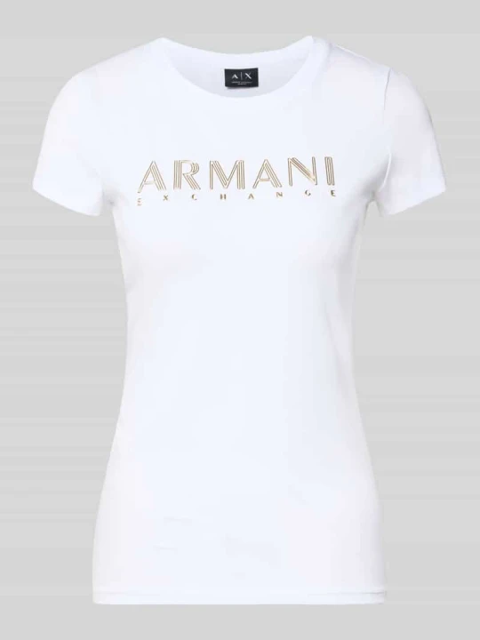 Zdjęcie produktu t-shirt o kroju slim fit z nadrukiem z logo Armani Exchange Biały