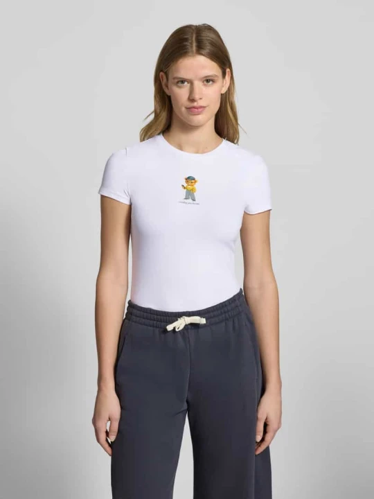 Zdjęcie produktu t-shirt o kroju slim fit z nadrukiem z logo REVIEW Biały
