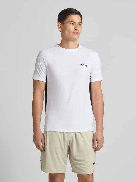 Zdjęcie produktu T-shirt o kroju slim fit z nadrukiem z logo model ‘TOP SPIN CB’ Boss Biały