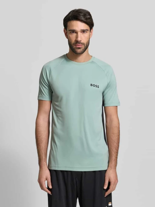 Zdjęcie produktu T-shirt o kroju slim fit z nadrukiem z logo model ‘TOP SPIN CB’ Boss Miętowy
