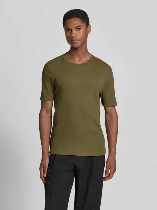 Zdjęcie produktu t-shirt o kroju slim fit z okrągłym dekoltem model 'ENIL' Drykorn Oliwkowy