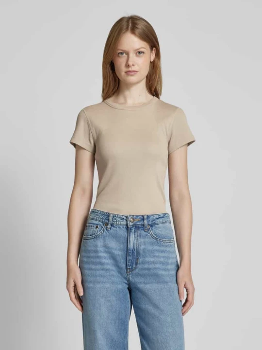 Zdjęcie produktu T-shirt o kroju slim fit z okrągłym dekoltem model ‘KOALE’ Drykorn Kamienny
