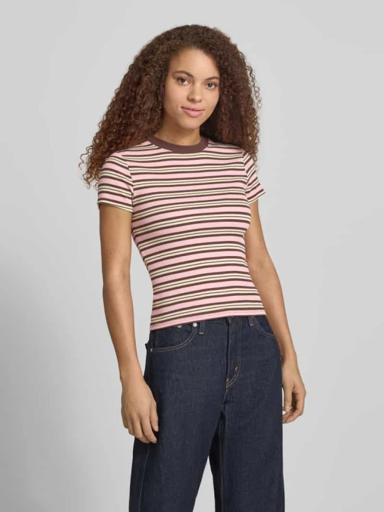 Zdjęcie produktu t-shirt o kroju slim fit z okrągłym dekoltem model 'Sally' Topshop Różowy