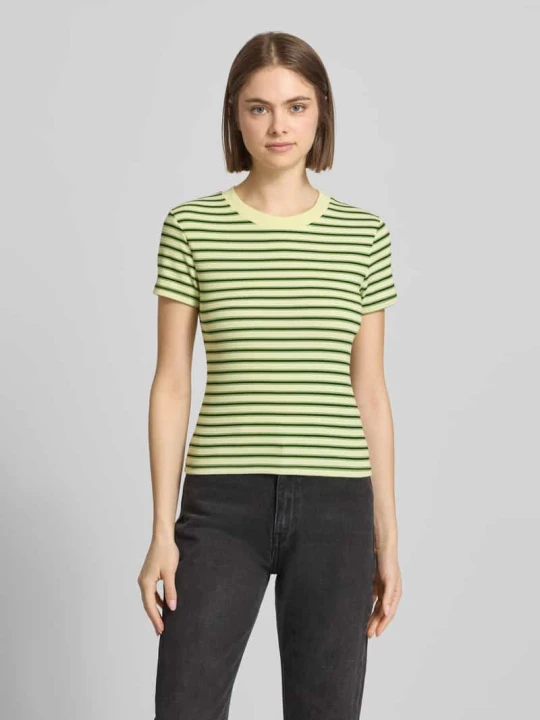 Zdjęcie produktu t-shirt o kroju slim fit z okrągłym dekoltem model 'Sally' Topshop Jasnozielony melanż