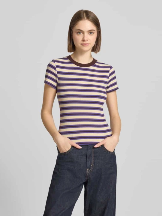 Zdjęcie produktu t-shirt o kroju slim fit z okrągłym dekoltem model 'Sally' Topshop Fioletowy melanż