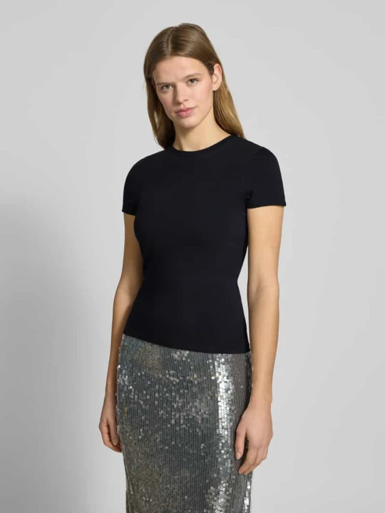 Zdjęcie produktu T-shirt o kroju slim fit z mieszanki bawełny REVIEW Czarny