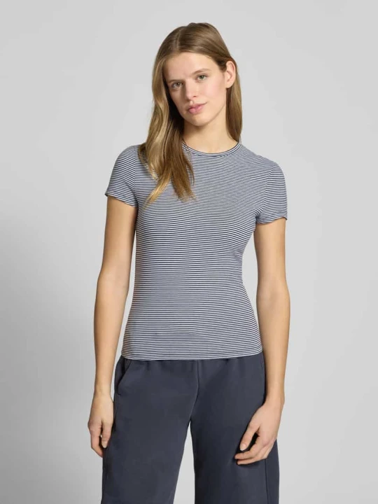 Zdjęcie produktu T-shirt o kroju slim fit z mieszanki bawełny REVIEW Ciemnoniebieski