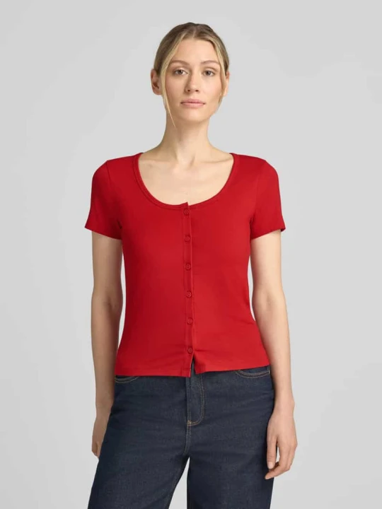 Zdjęcie produktu t-shirt o kroju slim fit z pełną listwą guzikową Jake*s Jasnoczerwony